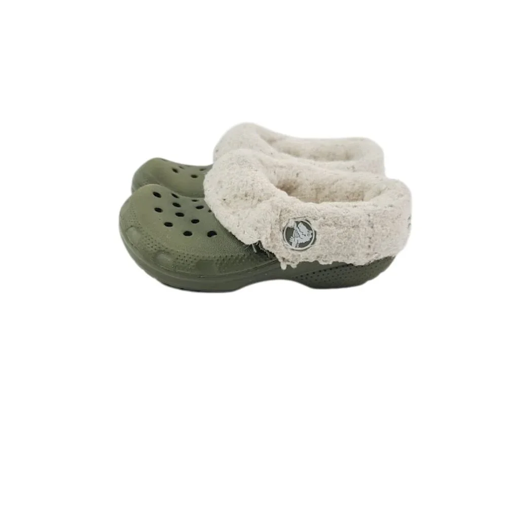 Crocs Boy's‎ Green Mammoth EVO Shearling Slip-On Winter Clogs Size 7